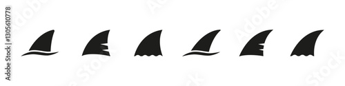 Shark fin sign. Shark tail icon. Sharky attack  icon vector set.