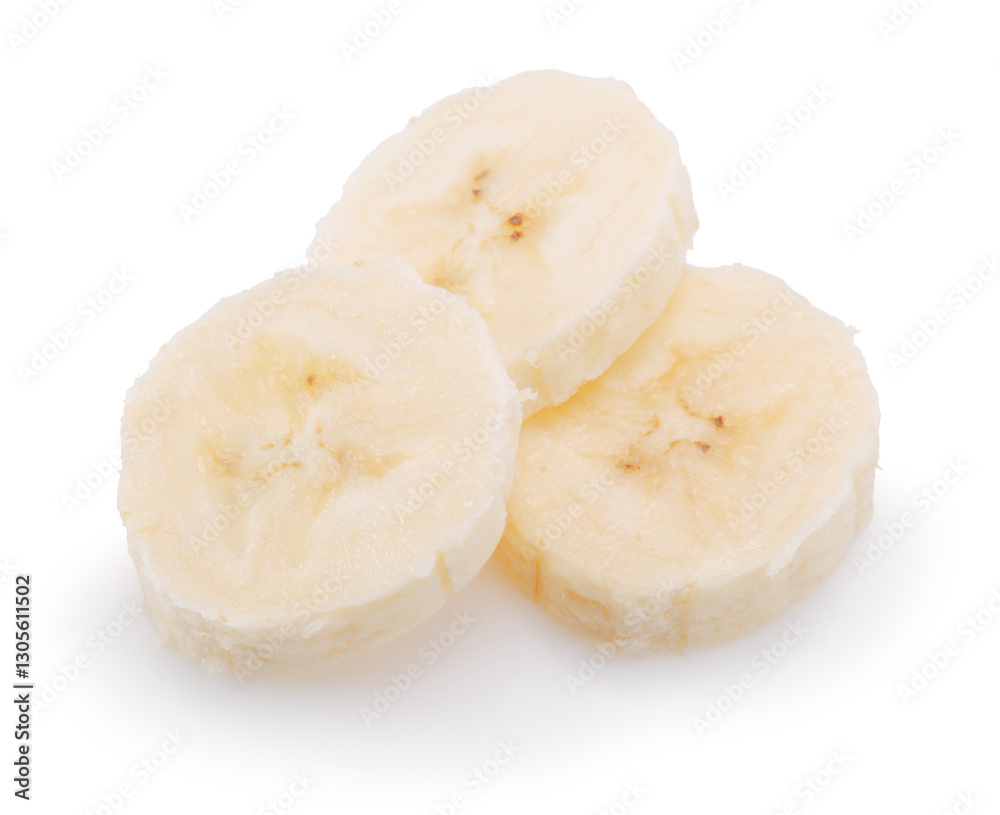 banana slices isolated on a white background banana slices isolated on a white background