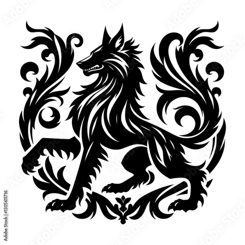 Silhouette Majestic Wolf Heraldry vector Designs