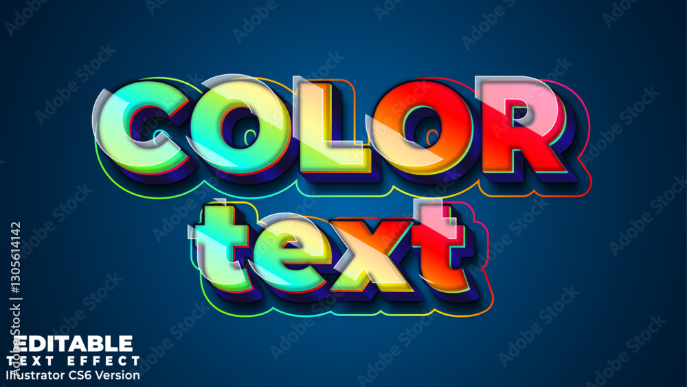 Fototapeta premium Color text trendy colourful bold style editable 3d vector text effect