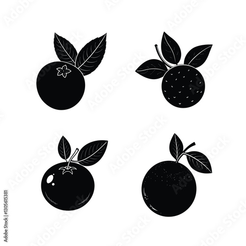  Set of bilberry fruit vector illustration.