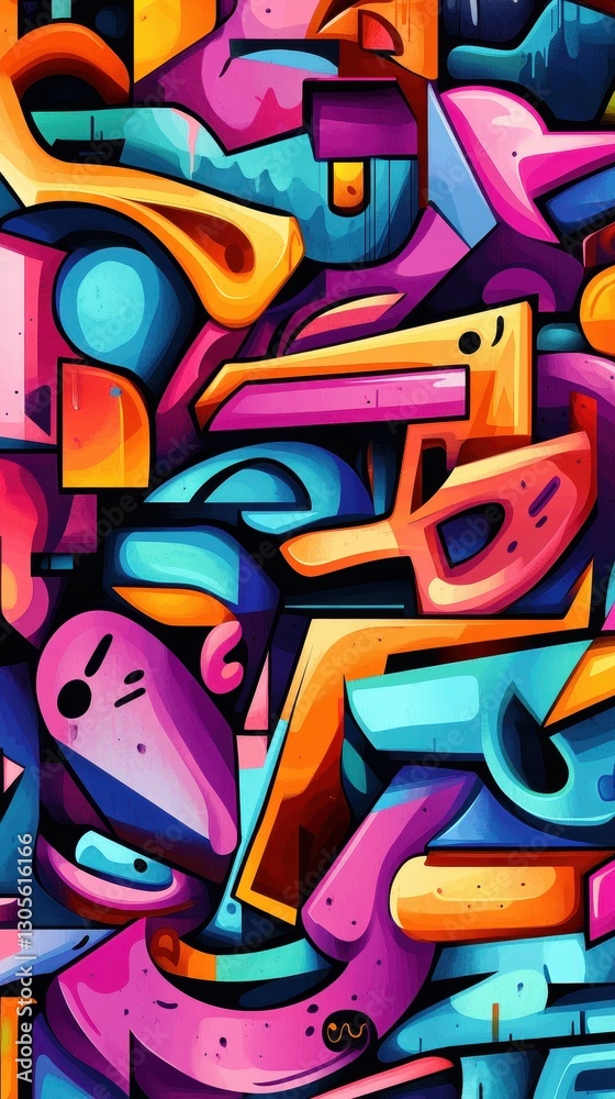 Naklejka premium A vibrant and colorful abstract artwork depicting geometric shapes