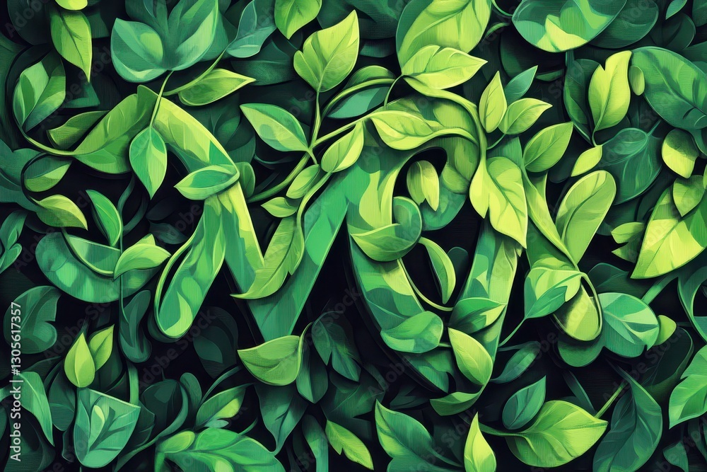 Fototapeta premium Lush green foliage and leafy vines intertwined in a natural design