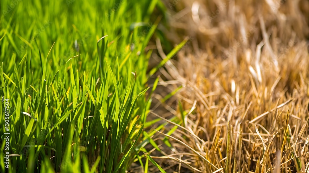 Obraz premium Green grass damage dry grass texture backgroun