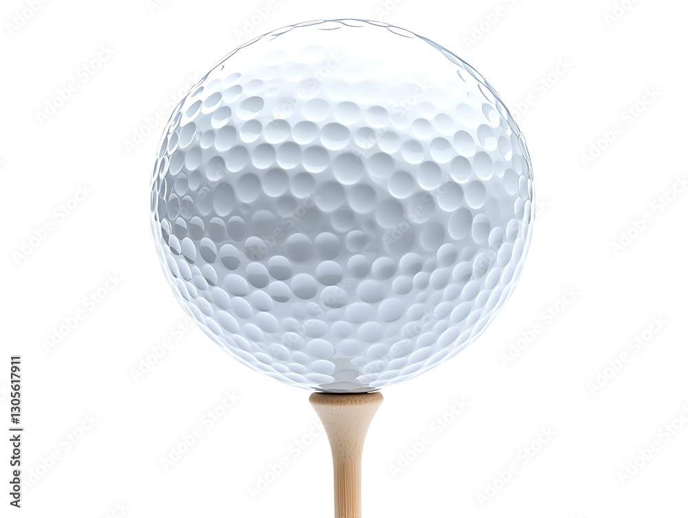 Golf ball tee up. Isolated plain background