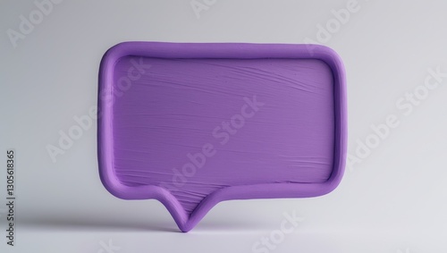 Purple speech bubble plasticine in a textured rectangular shape with a pointed tip.