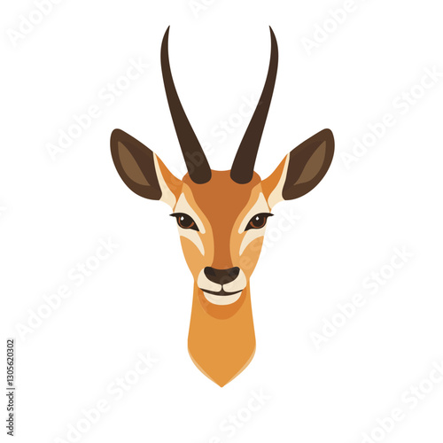 2D flat vector illustration antelope face icon isolated on a white background.


