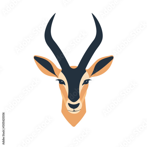 2D flat vector illustration antelope face icon isolated on a white background.

