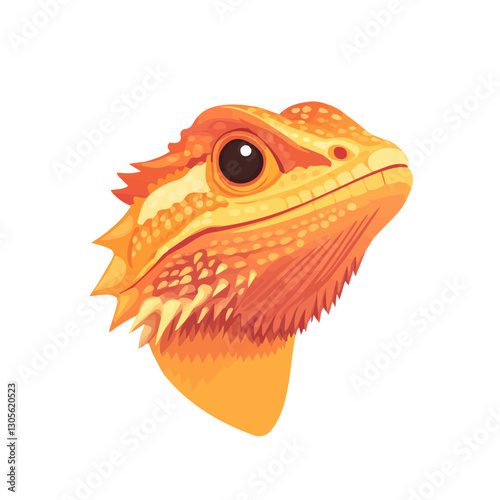 2D flat vector illustration bearded dragon face icon isolated on a white background.

