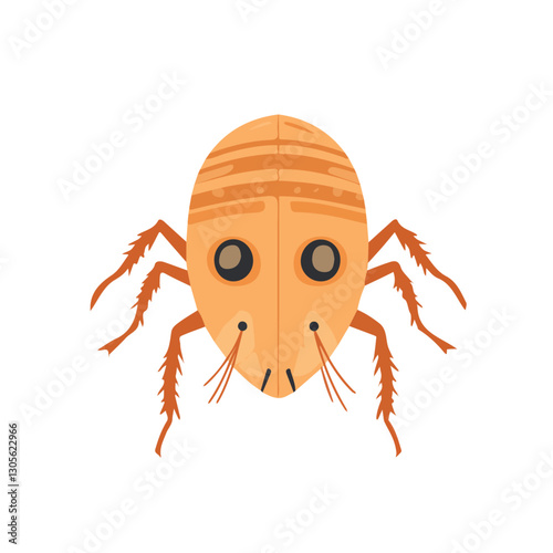 2D flat vector illustration flea face icon isolated on a white background.

