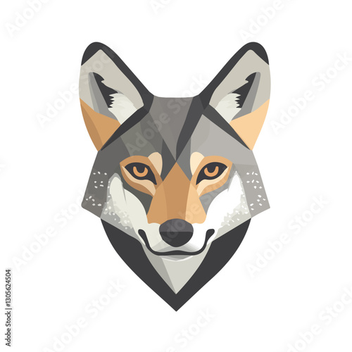 2D flat vector illustration jackal face icon isolated on a white background.

