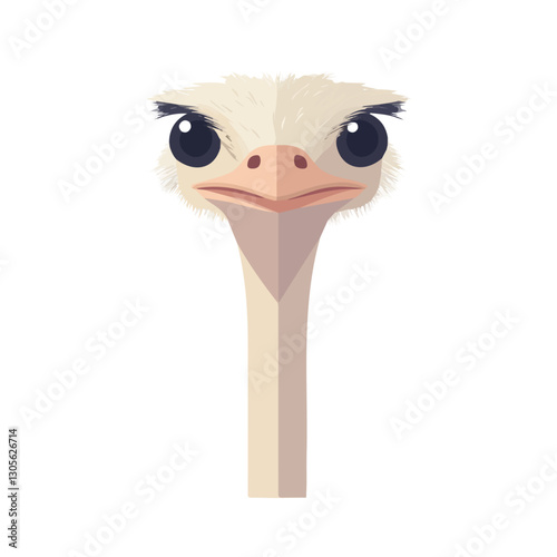2D flat vector illustration ostrich face icon isolated on a white background.

