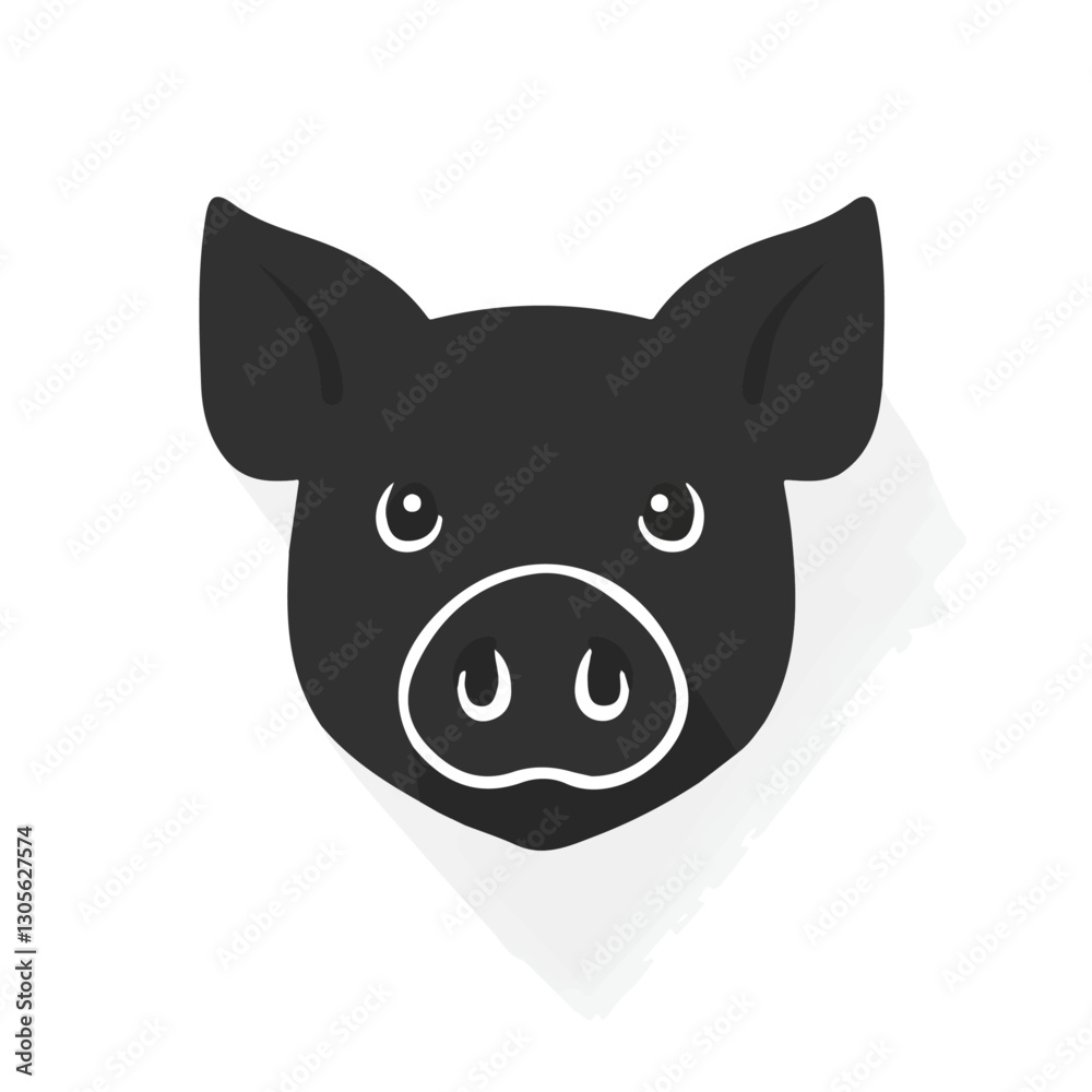 2D flat vector illustration pig face icon isolated on a white background.
2D flat vector illustration pig face icon isolated on a white background.