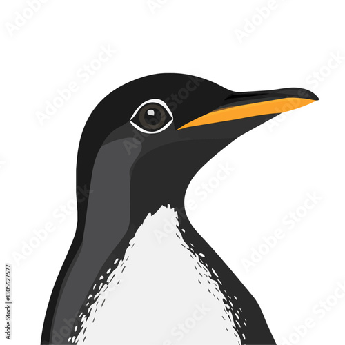 2D flat vector illustration penguin face icon isolated on a white background.

