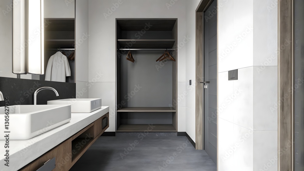 Modern hotel bathroom interior with sink empty Modern hotel bathroom interior with sink empty