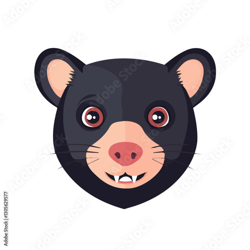 2D flat vector illustration Tasmanian devil face icon isolated on a white background.

