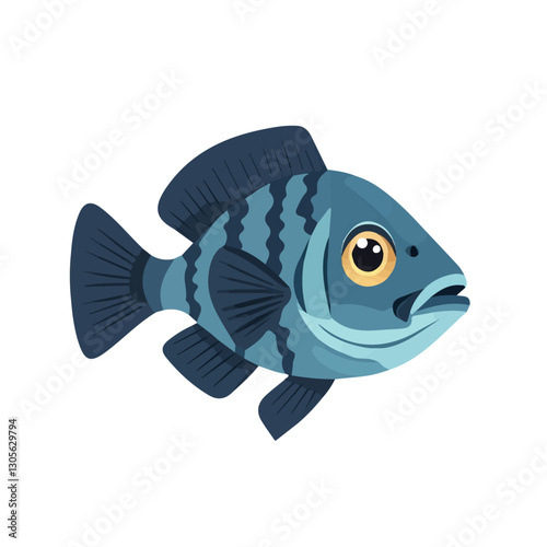 2D flat vector illustration Tilapia face icon isolated on a white background.

