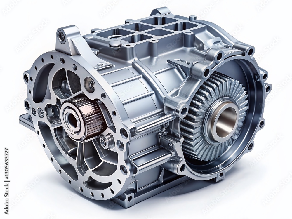 Precision Die-Cast Gearbox Housing: 3D Rendered Automotive Component Precision Die-Cast Gearbox Housing: 3D Rendered Automotive Component