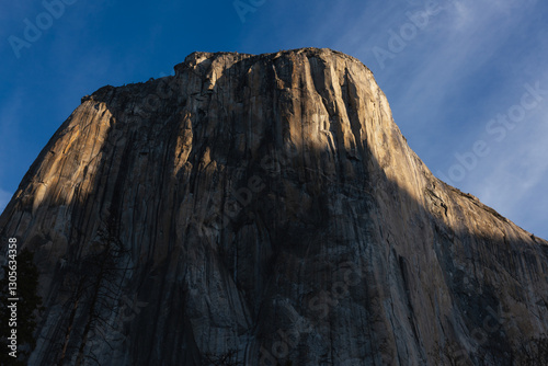Early morning sun on the mountains, in the nature of Yosemite, California.