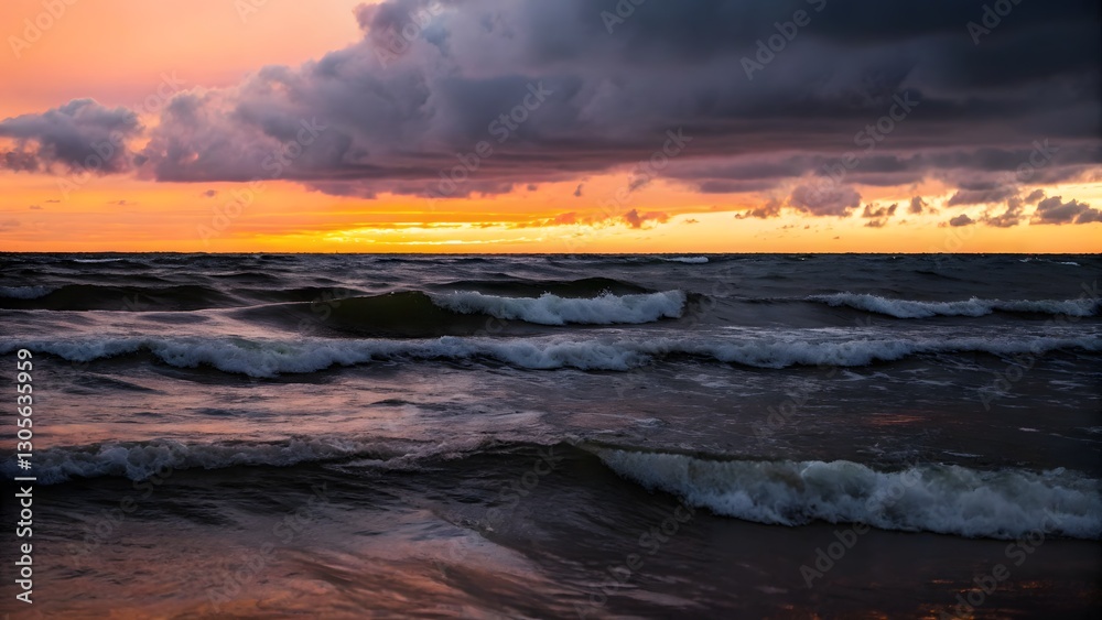 Sunset stormy sea Sunset stormy sea