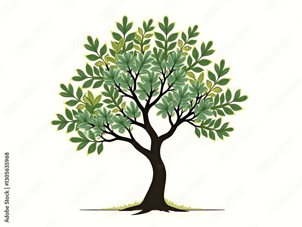 Elegant Elm Tree Illustration with Bold Outline Elegant Elm Tree Illustration with Bold Outline