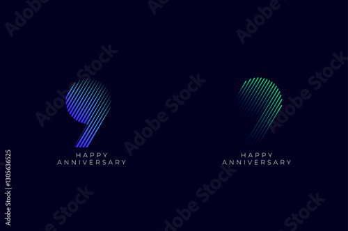 Dioagonal Line Stripes Speed Gradient Colorful 9th, 9th Happy Anniversary with diagonal Line movement,Tech, Line pattern concept.