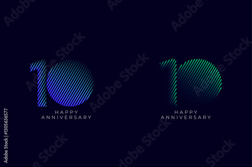 Dioagonal Line Stripes Speed Gradient Colorful 10th, 10th Happy Anniversary with diagonal Line movement,Tech, Line pattern concept.