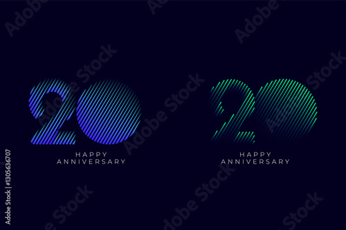 Dioagonal Line Stripes Speed Gradient Colorful 20th, 20th Happy Anniversary with diagonal Line movement,Tech, Line pattern concept.