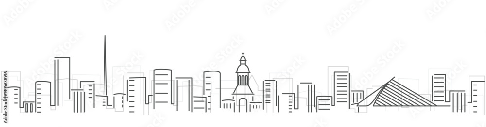 Fototapeta premium Dublin Simple Dark Lines Skyline on White Background