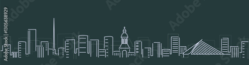 Canvas Print Dublin Simple Lines Skyline on Dark Background