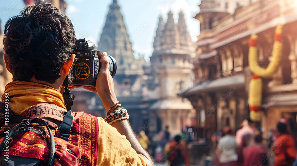 Cultural artifact photography with tourist interaction elements Cultural artifact photography with tourist interaction elements
