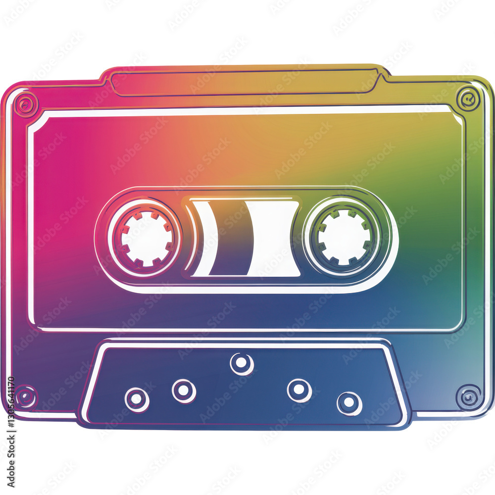 Obraz premium Retro Neon Cassette Tape Illustration