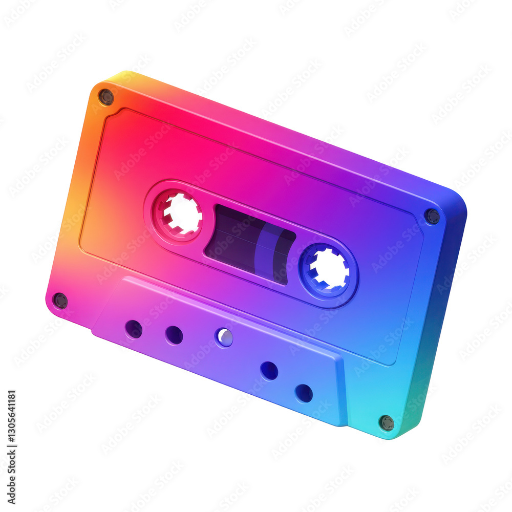 Obraz premium Retro Neon Cassette Tape Illustration