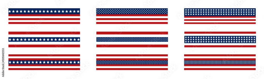 United States flag. Stars and stripes ribbon. American ribbon flag. usa decorative banner border stripe. transparent png and vector illustration.