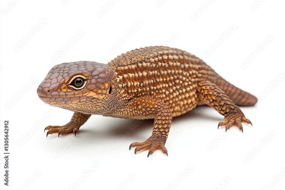 Obraz premium Image of a veiled chameleon (Chamaeleo calyptratus) set against a white background