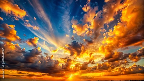 Serene Sunset: Majestic Cloudscape with Clear Sky and Ample Copy Space