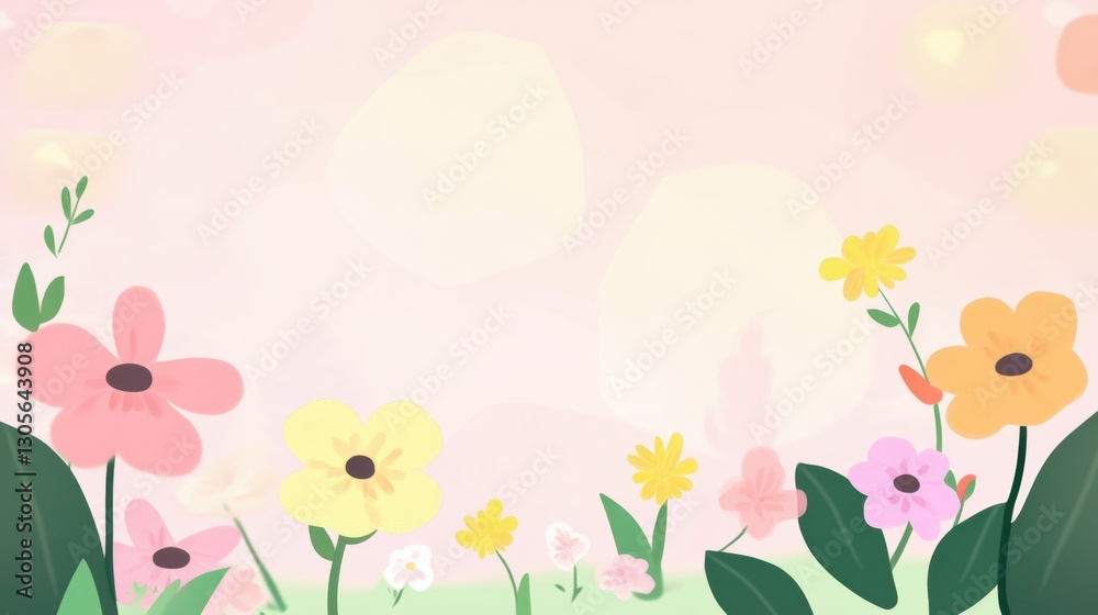 Beautiful background template made of Spring flowers. Beautiful background template made of Spring flowers.