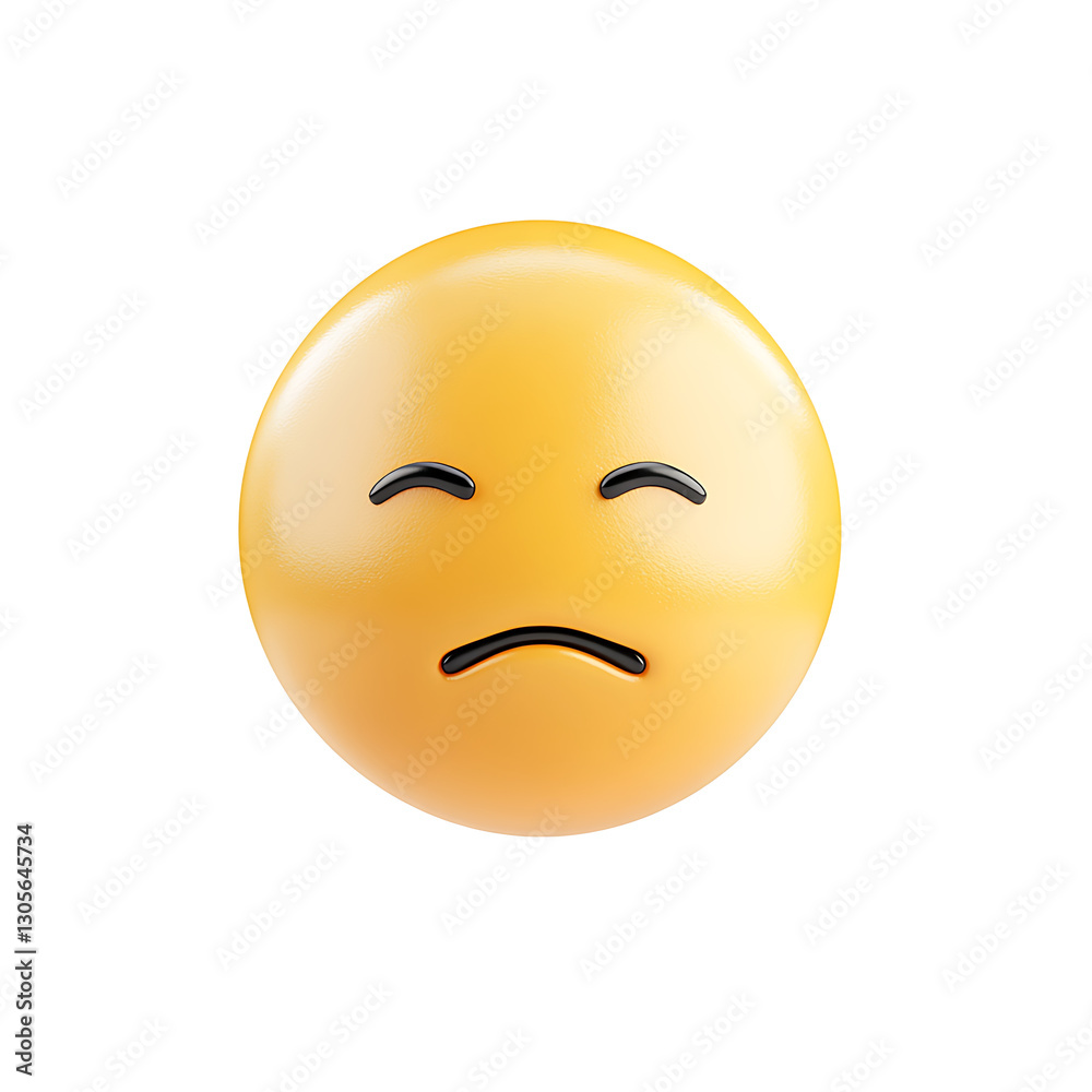 Fototapeta premium 3D yellow neutral face emoji