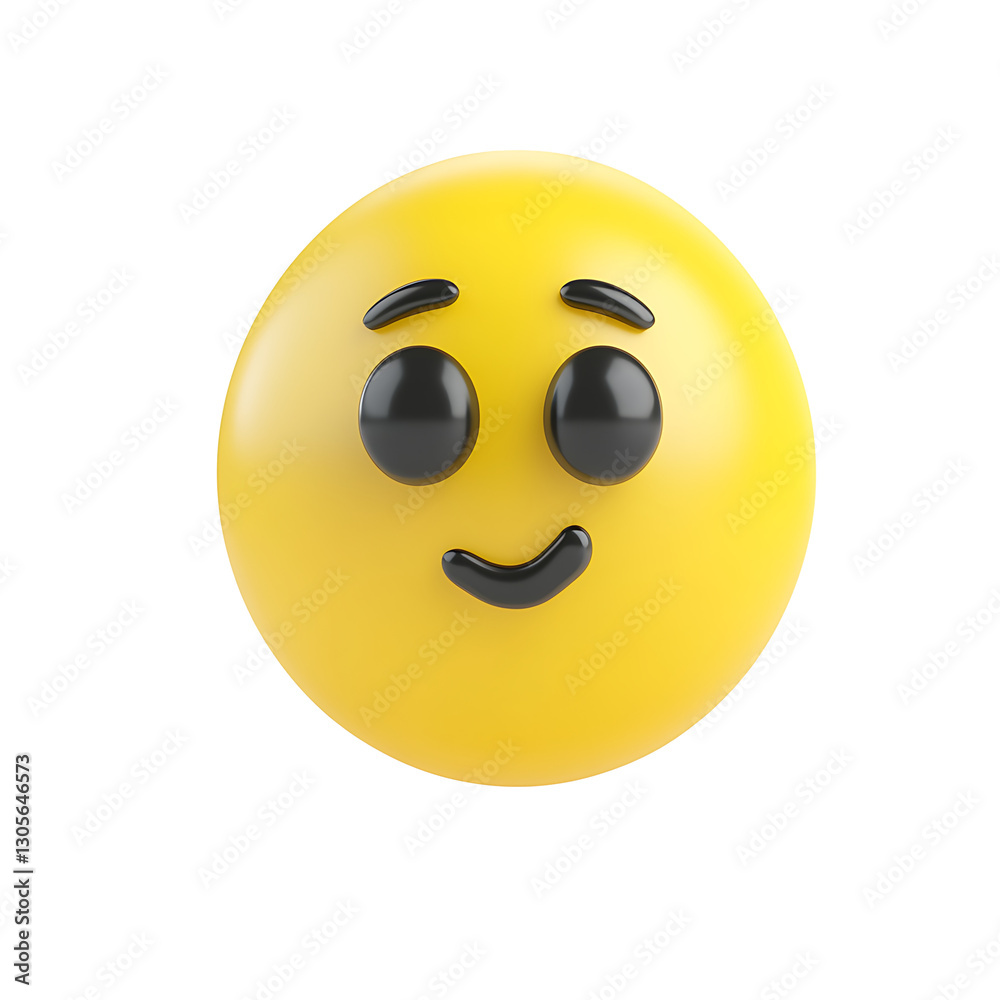 Fototapeta premium 3D yellow thinking face emoji
