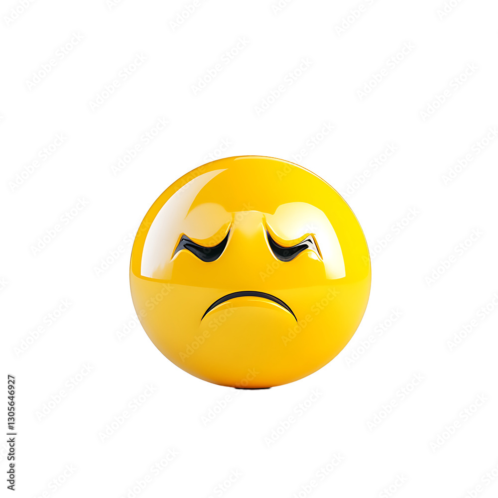 Fototapeta premium 3D yellow flushed face emoji