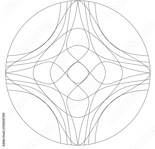 Abstract vector graphic based on harmonic vortex. Suitable for CNC or water jet cutting machine. It can be used for art floor made of parquet or stone, special architecture detail for modern design at
