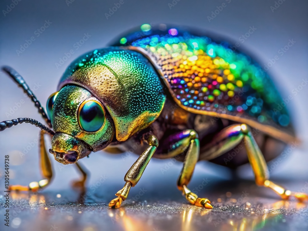 Naklejka premium Sparkling Insect: Macro Photography of Glittering Insect Body Texture
