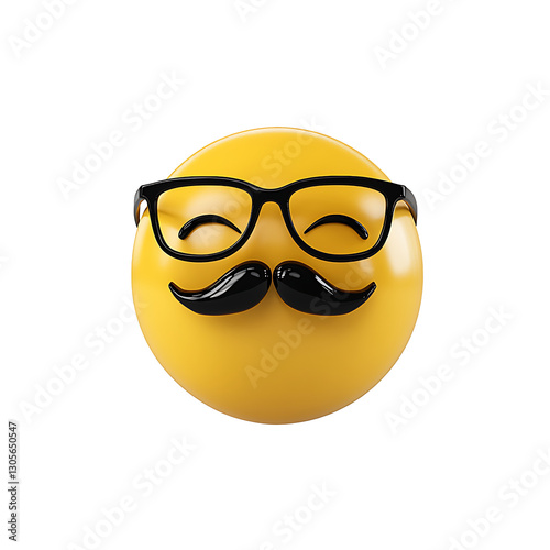 3D yellow face with glasses emoji