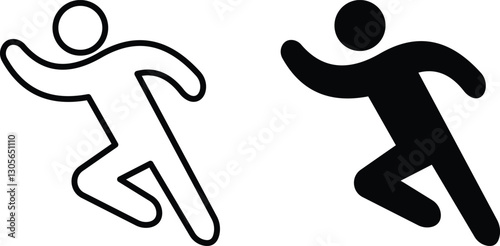 running man icon set. Speed up, walking man, a man running at a great speed. Vector illustration 
