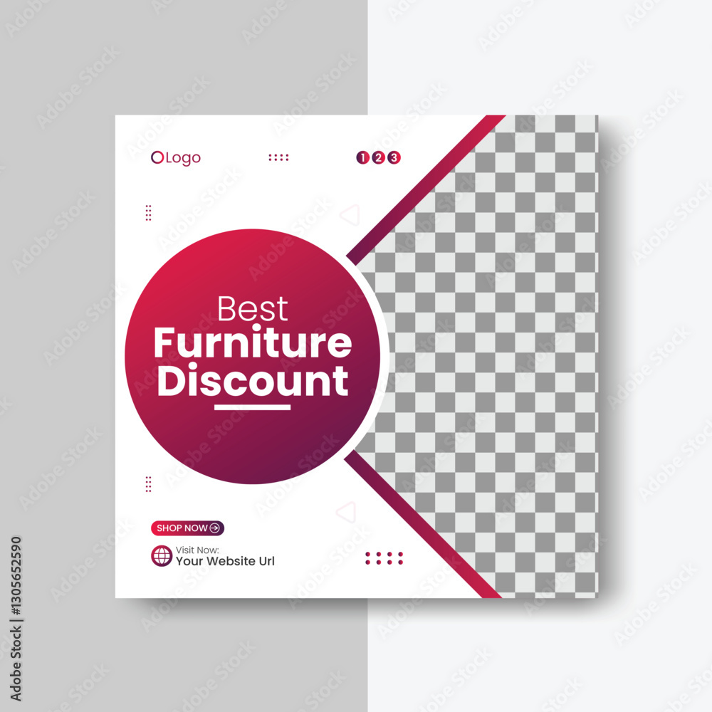 Naklejka premium social media post or social banner design for furniture, travel, fashion marketing