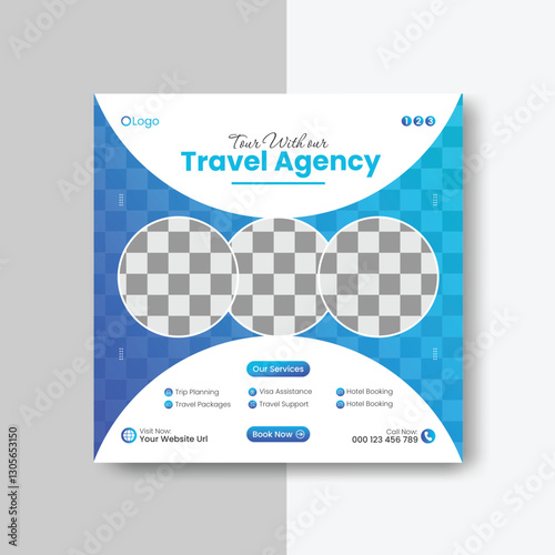 travel agency social media post design or social media banner ad design for travel, fashion, furniture