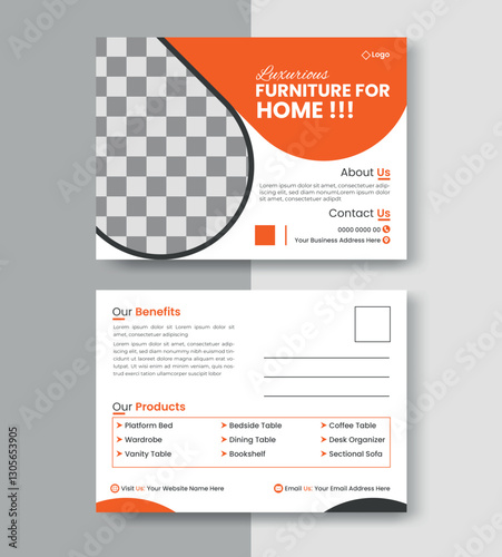 furniture sale modern postcard design template for marketing business