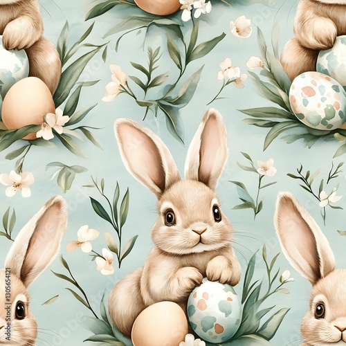 Seamless watercolor easter pattern