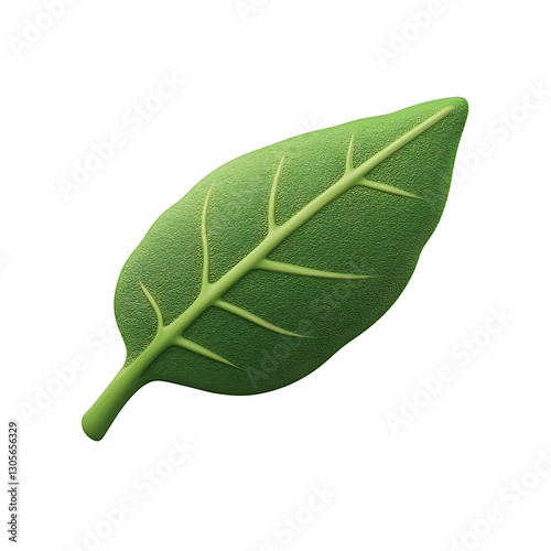 3D green leaf emoji with realistic texture