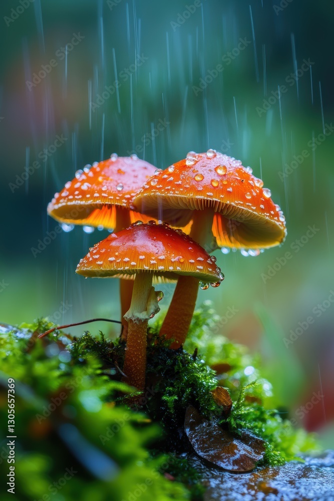 Fototapeta premium Closeup view of fresh mushroom in forest in Spring.
